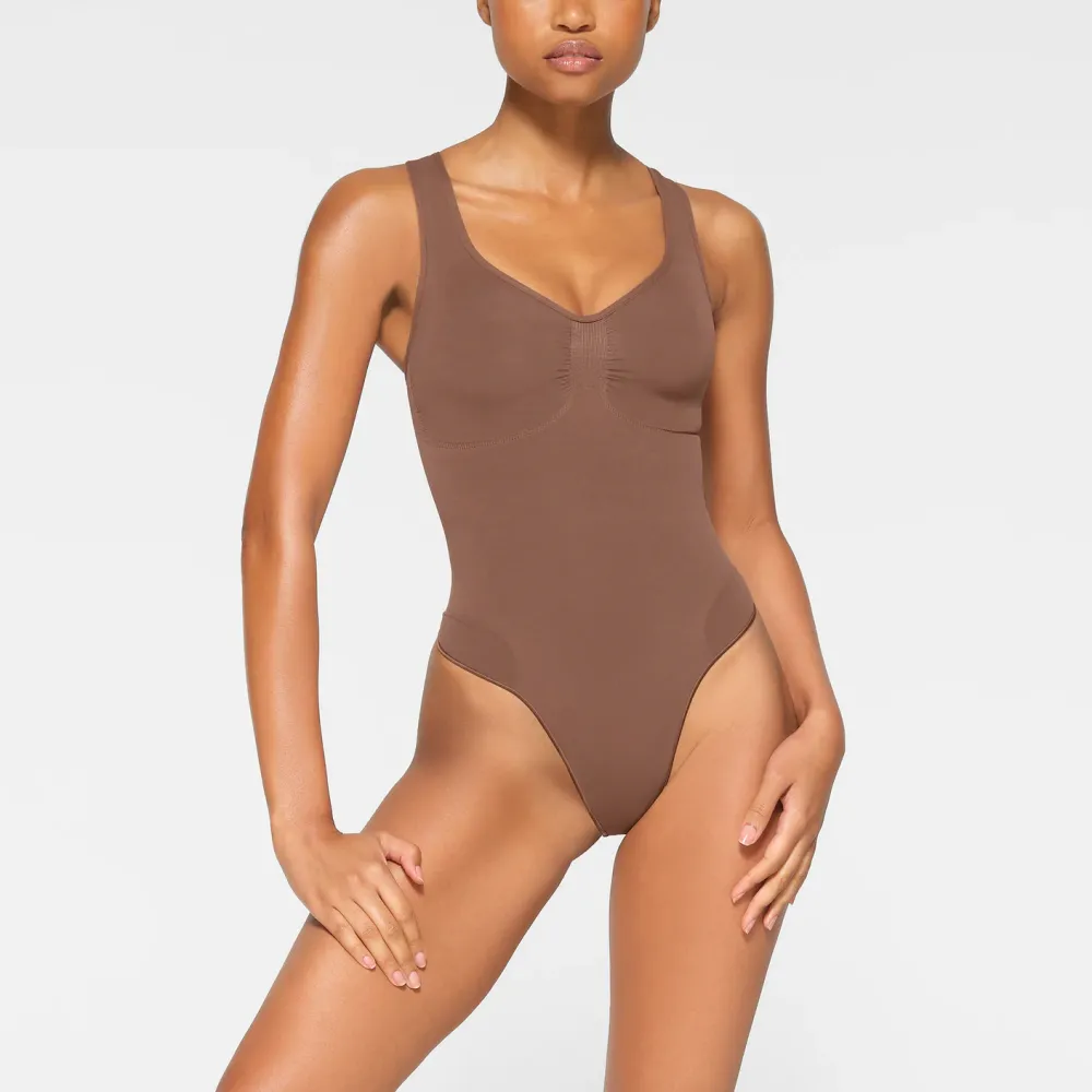 Scoop Neck Thong Bodysuit
