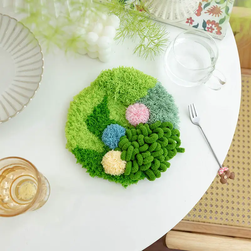 Handmade Moss Rug & Coasters Tufting Coaster Handmade Material Pack Kit