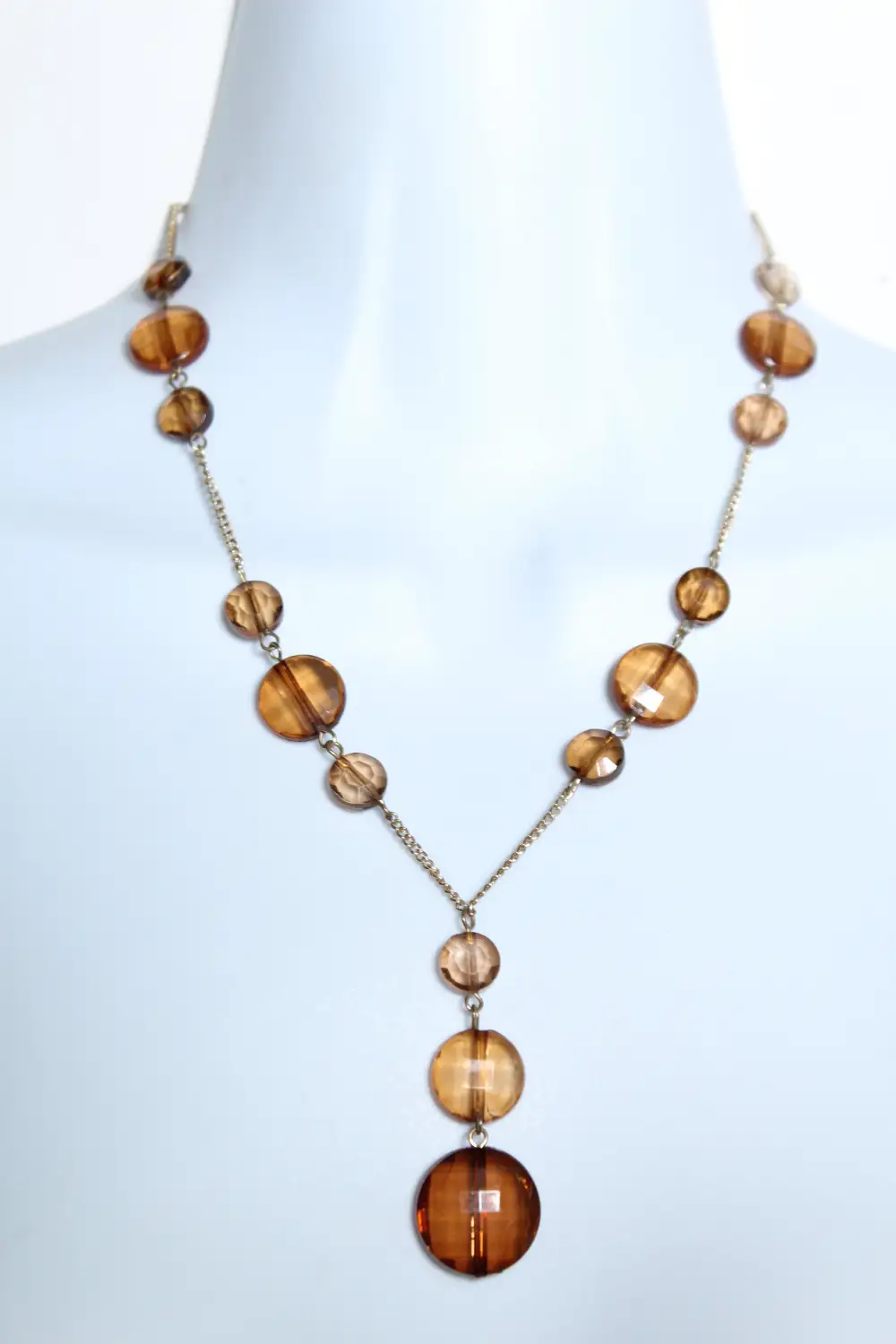 Chain Brown Flat Bead Necklace