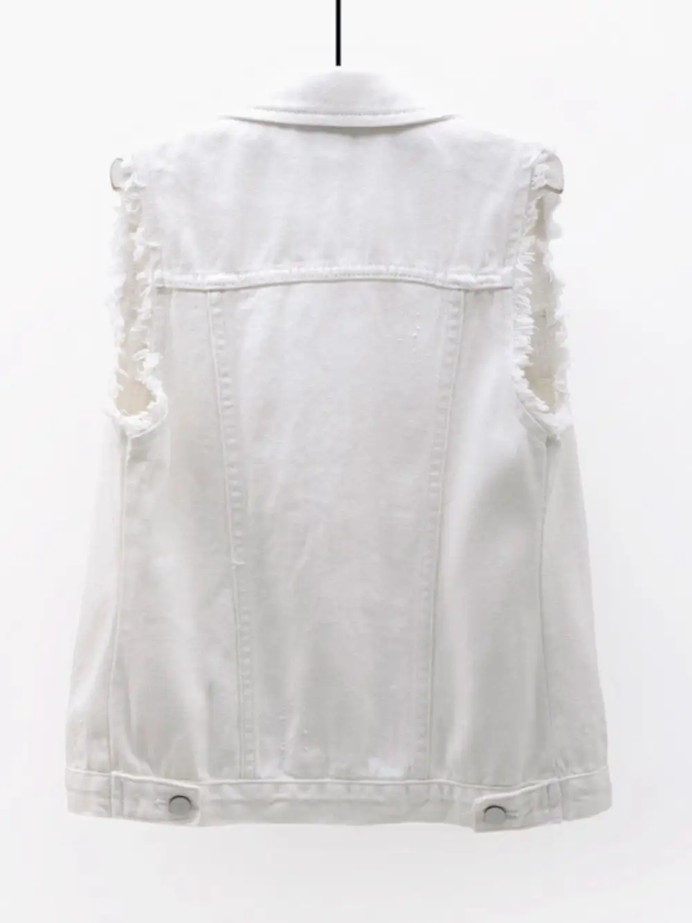 Button-down Raw-hem Sleeveless Denim Jacket