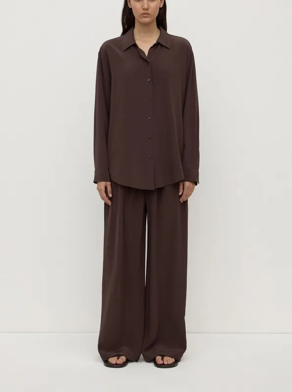 Ganache Relaxed Silk Straight-Leg Pant