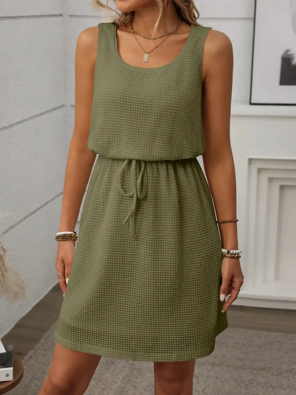 Soft Mini Drawstring Dress
