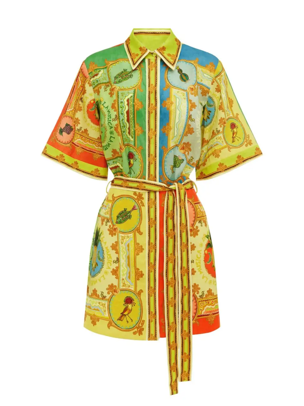 Satin Fun Print Exquisite Mini Dress