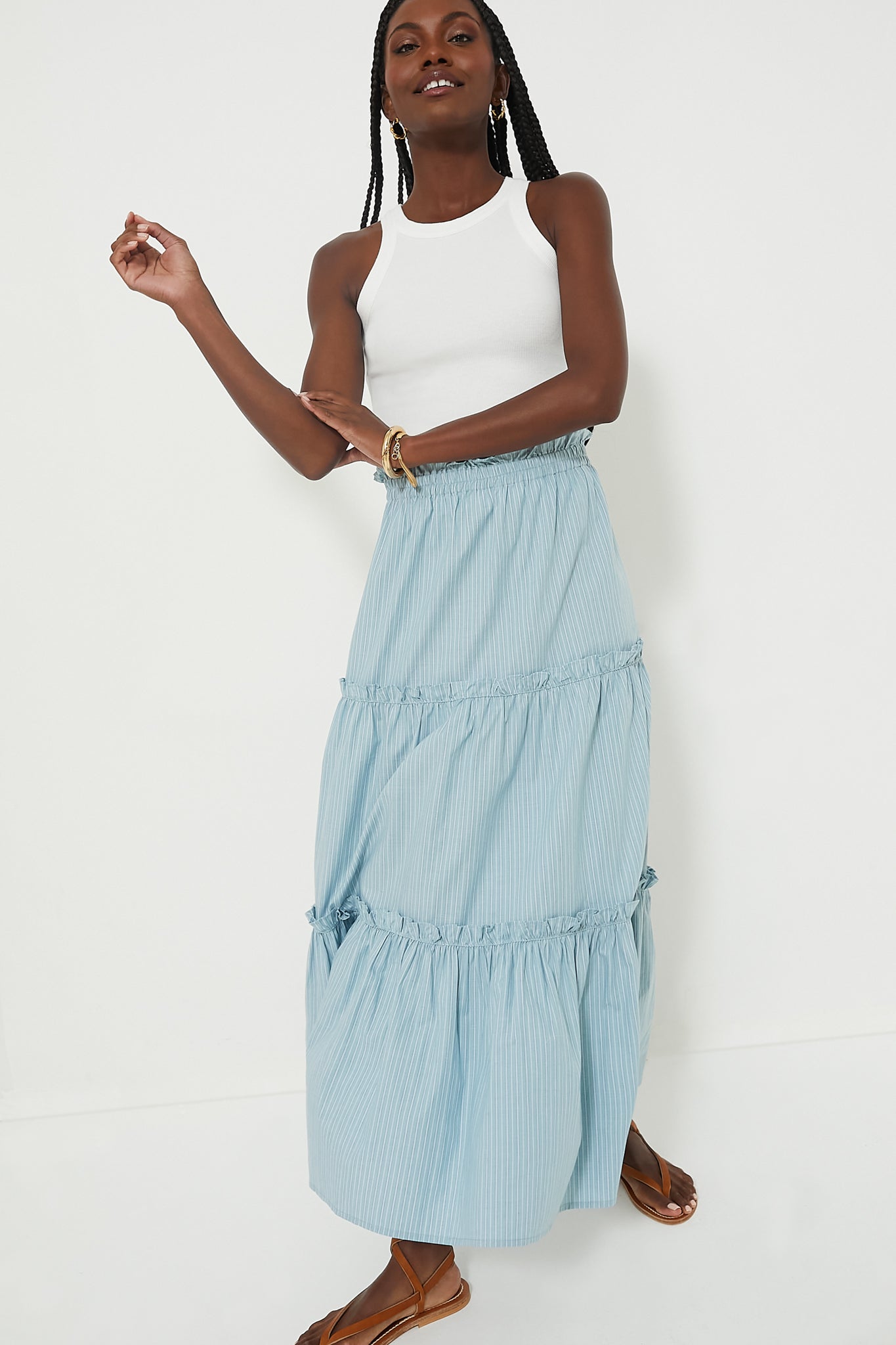 Slate Blue Stripe Prado Skirt