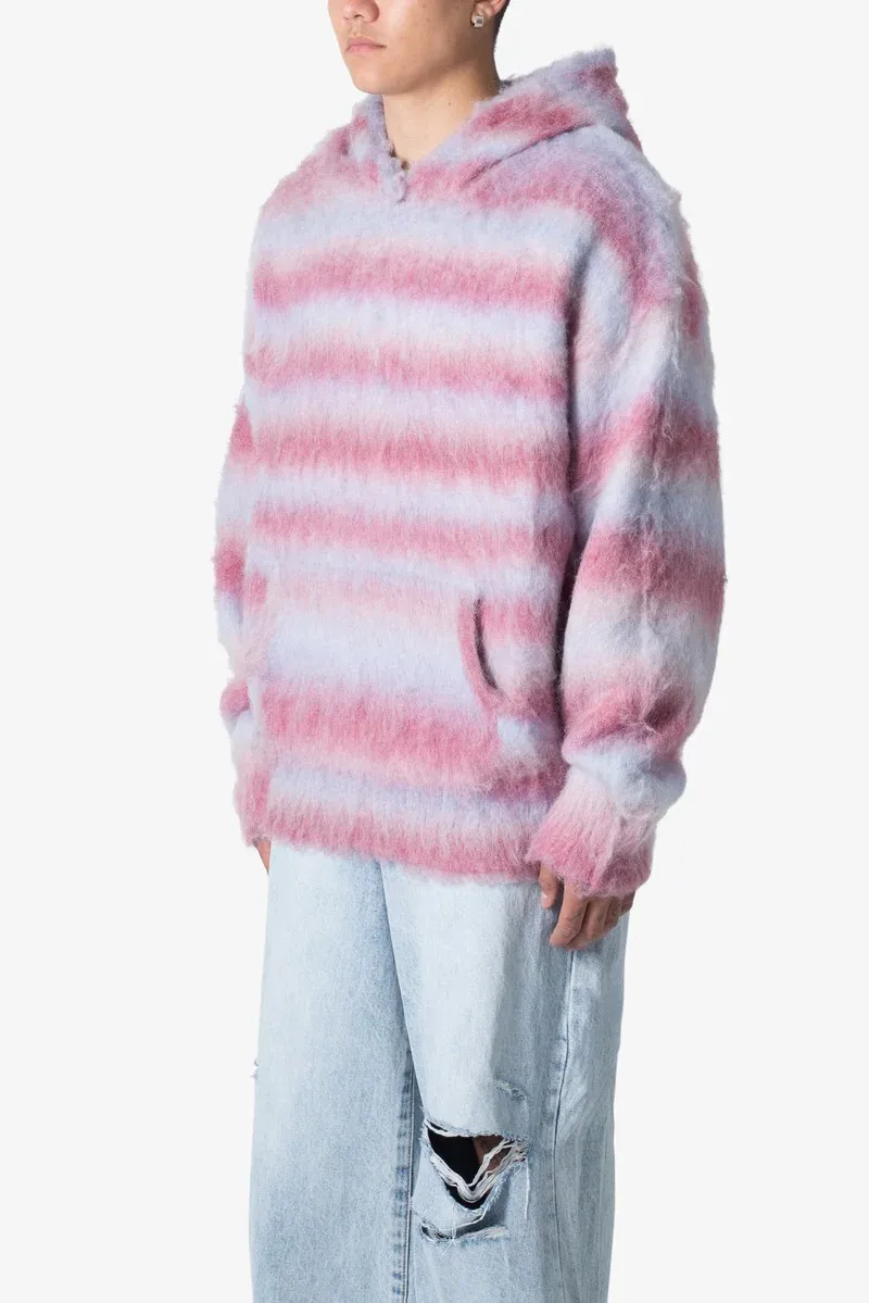 PINK AND BLUE TIE - DYE FUZZY HOODIE