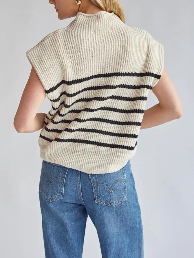 Mock Neck Sleeveless Sweater Top