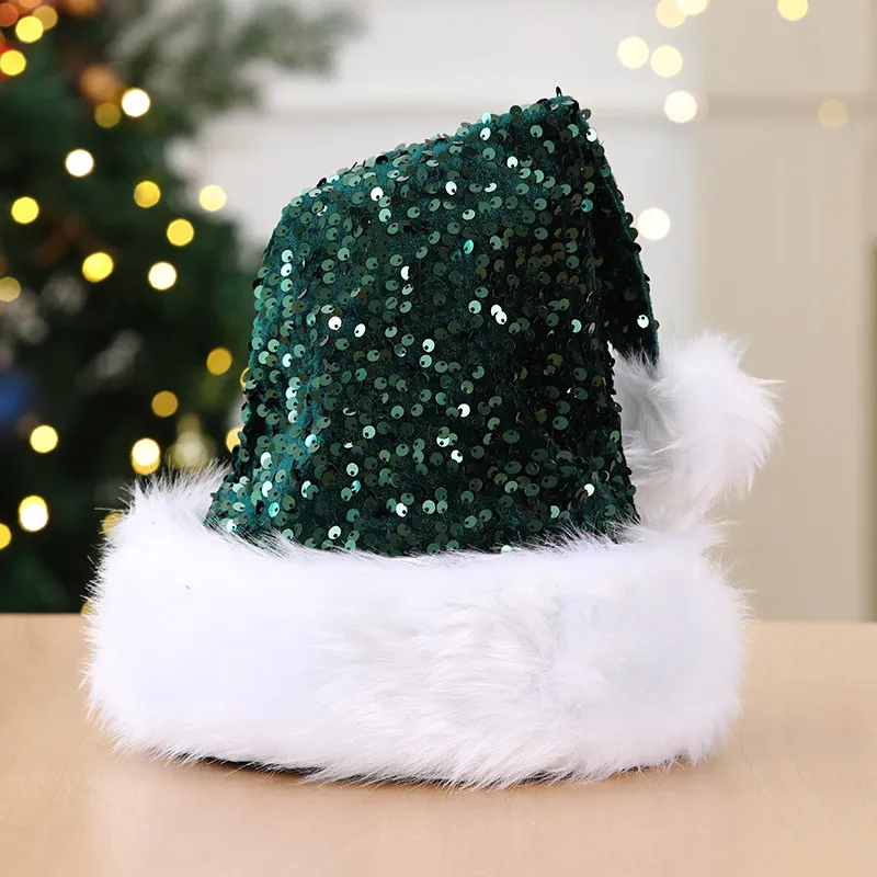 Christmas decorative hat, double-layered sequined hat, Shanghai-style beanie, extra thick long beanie, 32*45CM
