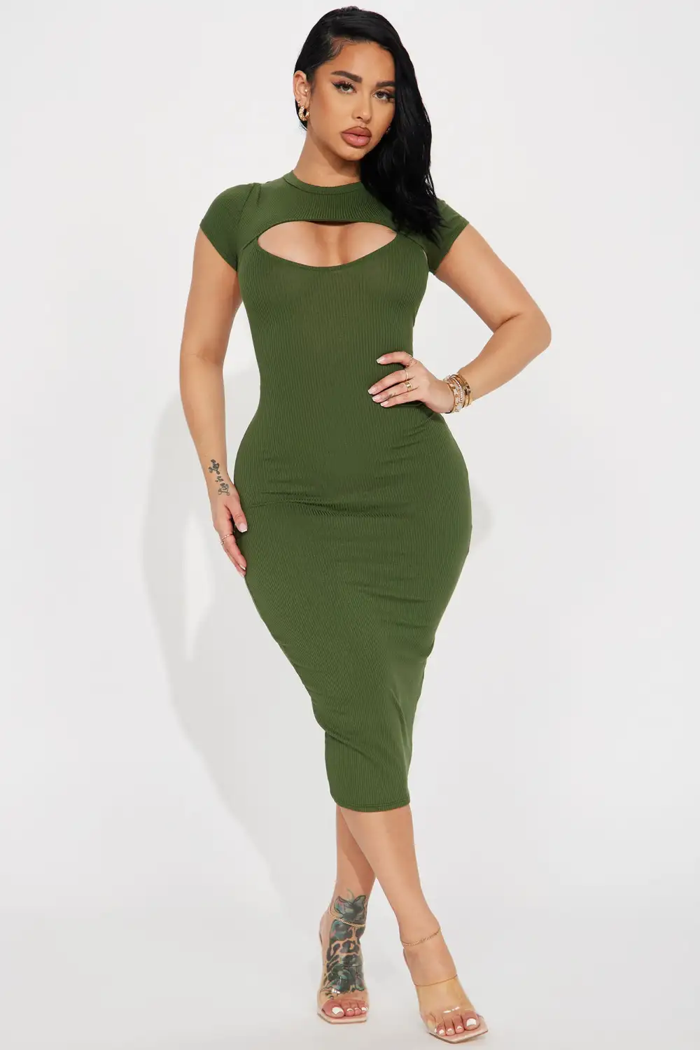 Sugar Fly Midi Dress - Olive