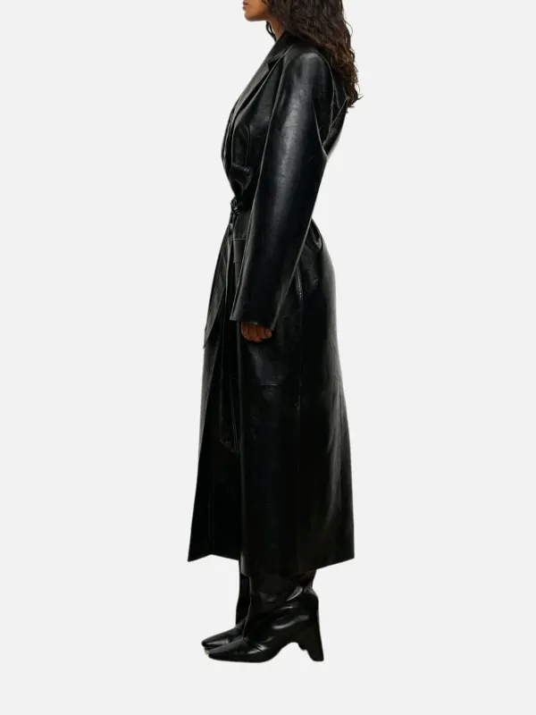 PU Tied Long Coat