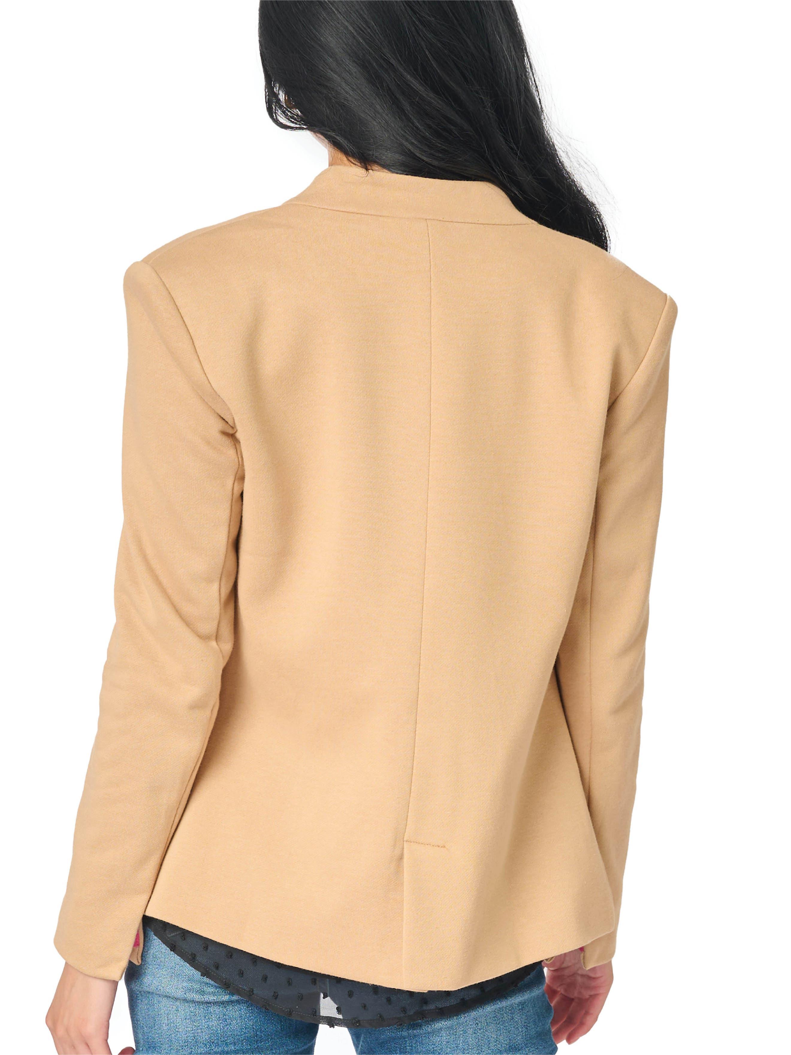 Inverted Notch Collar Cotton Blend Knit Blazer