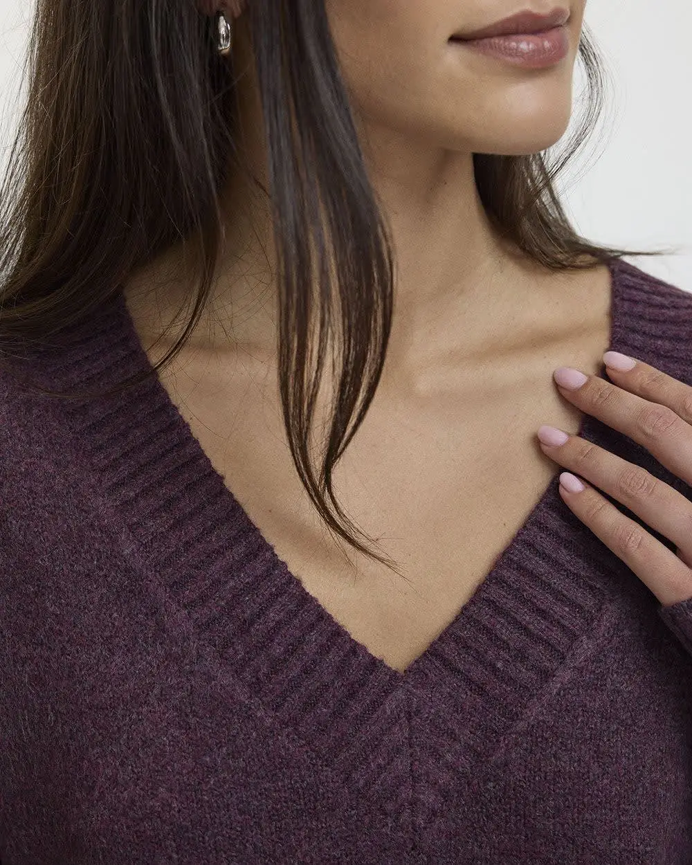 Plush Soft Long-Sleeve V-Neck Sweater