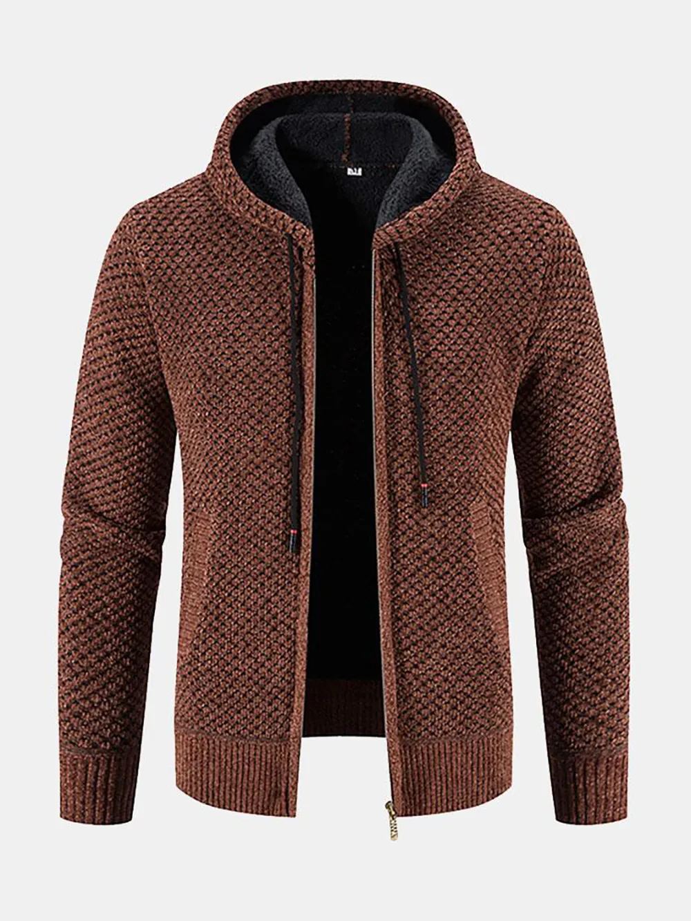 Teddy Lined Textured Hooded Cardigan