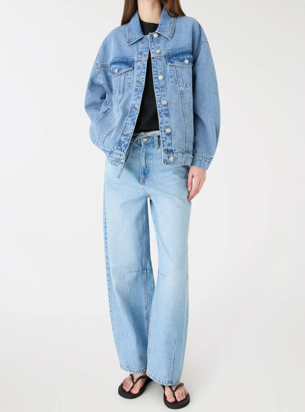 Relaxed Button Front Denim Jacket