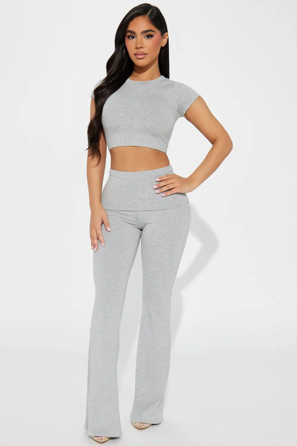 Tamara Snatched Pant Set - Heather Grey