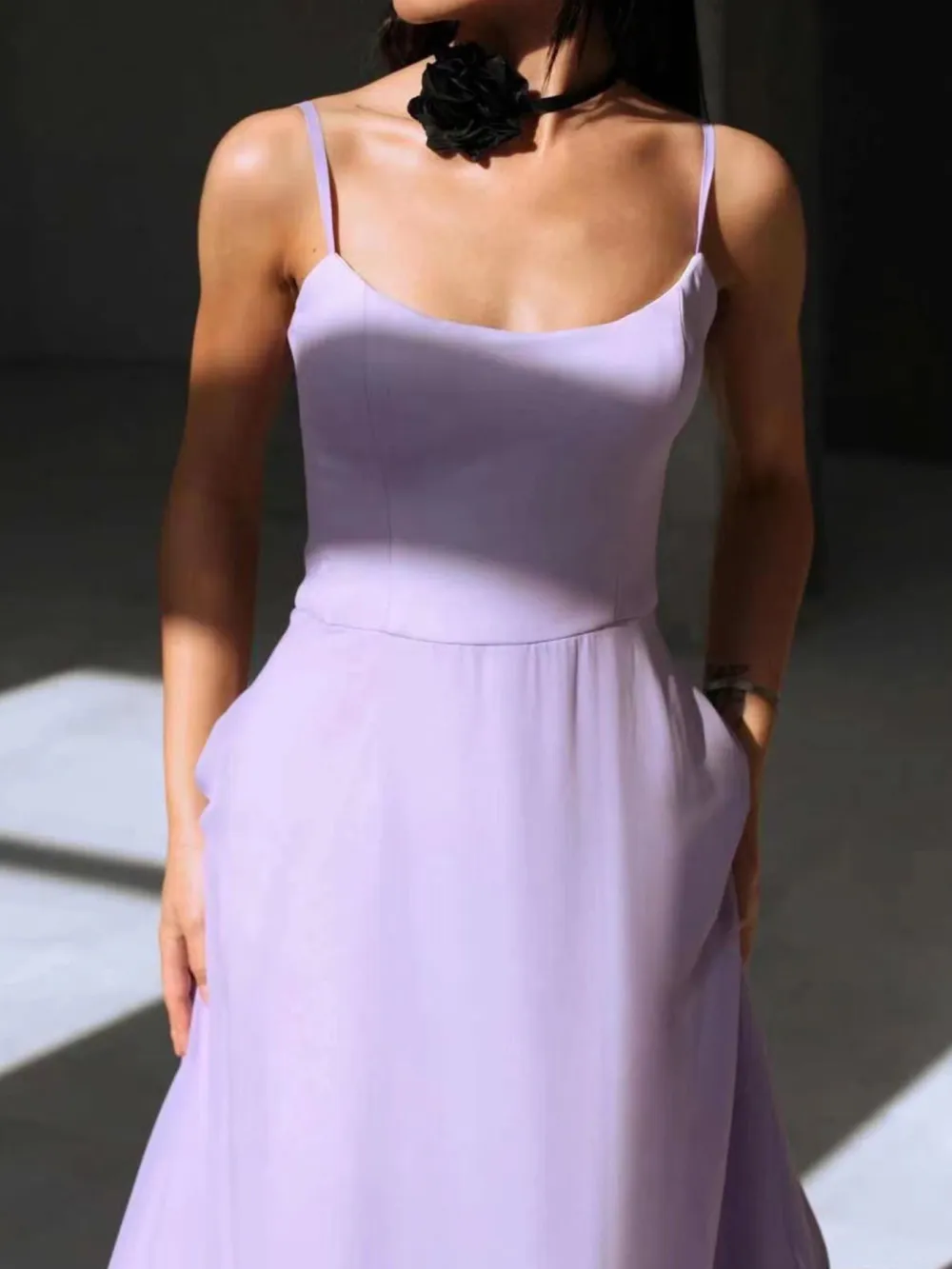 Scoop Neck Ruffle Midi Dress