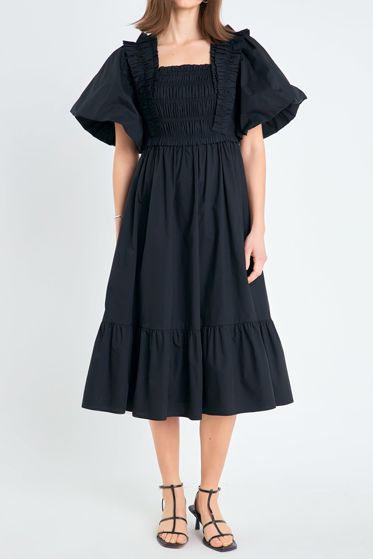 Puff Sleeve Midi Dress