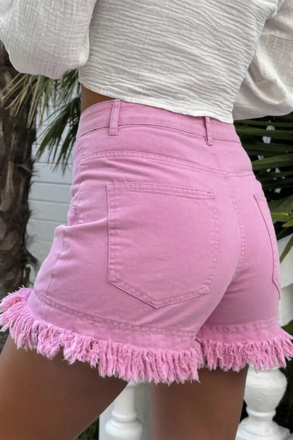 Frayed Edge Mid Rise Denim Shorts