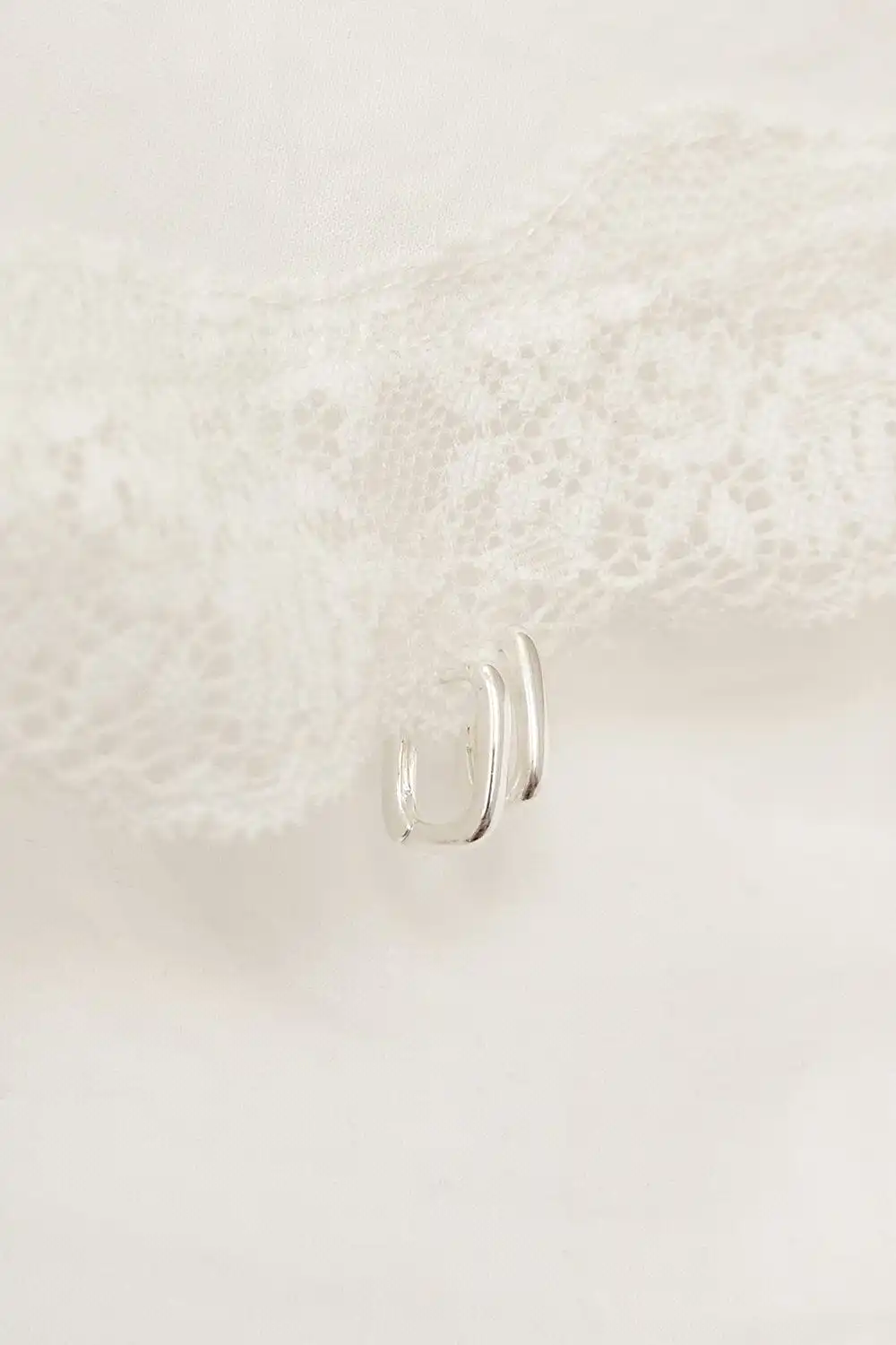 Square Silver Tone Hoop Earrings