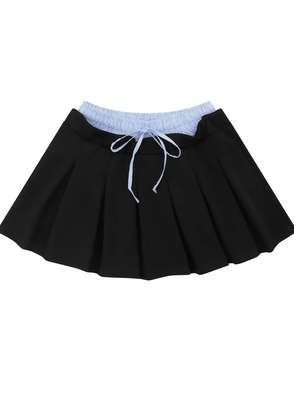 Pleated Drawstring Mini Skirt