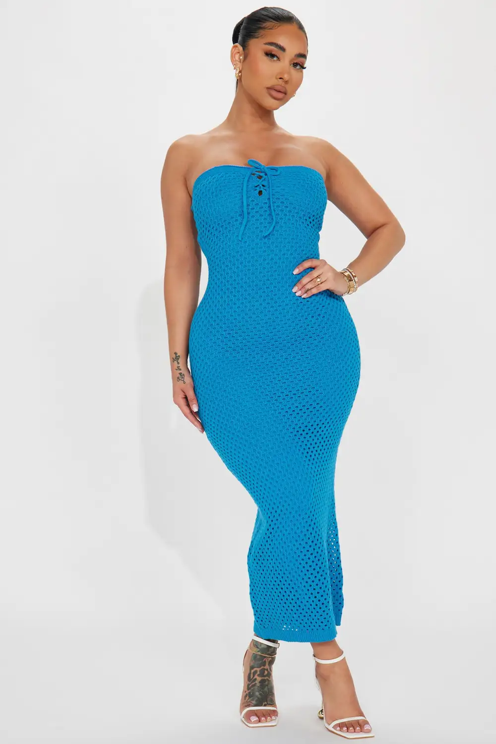 Paradise Crochet Maxi Dress - Blue