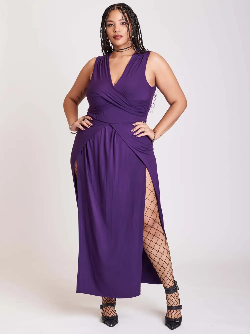 Purple Twist Front Dress