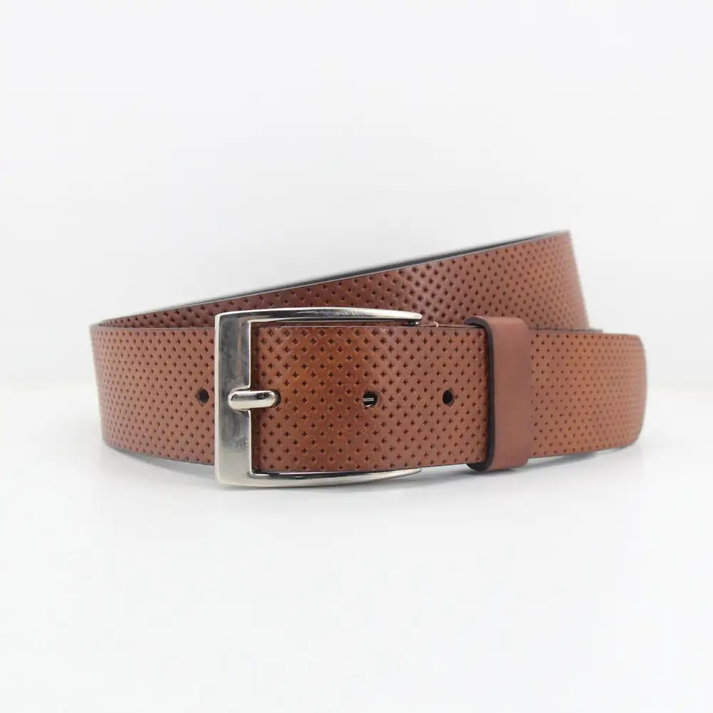 Perforated Metal Buckle Leather Belt
