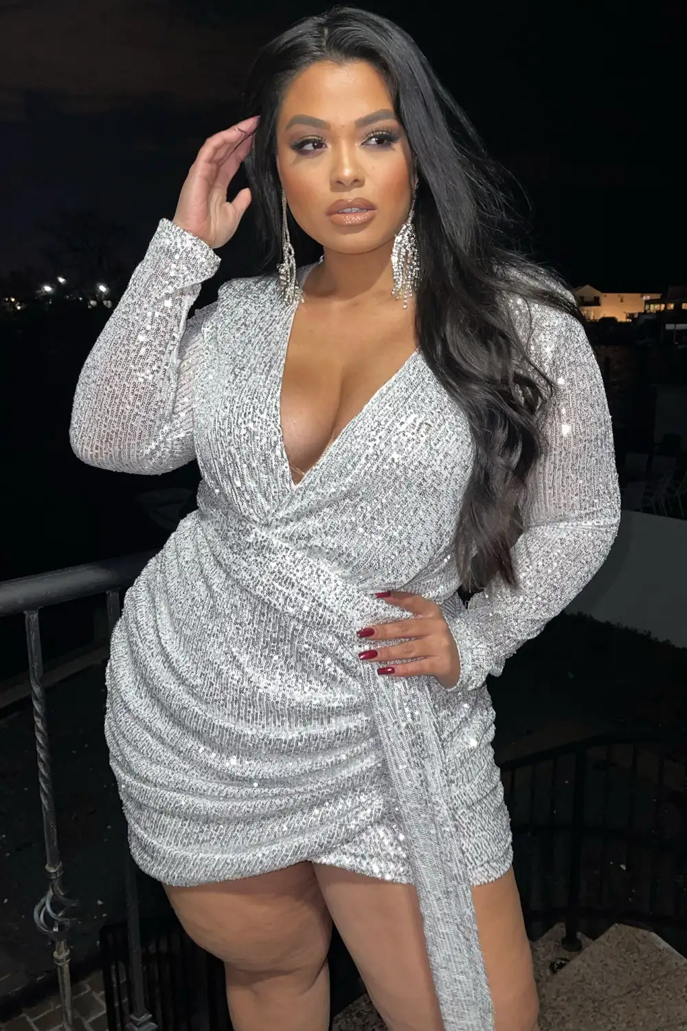 Center Stage Sequin Mini Dress - White/Silver