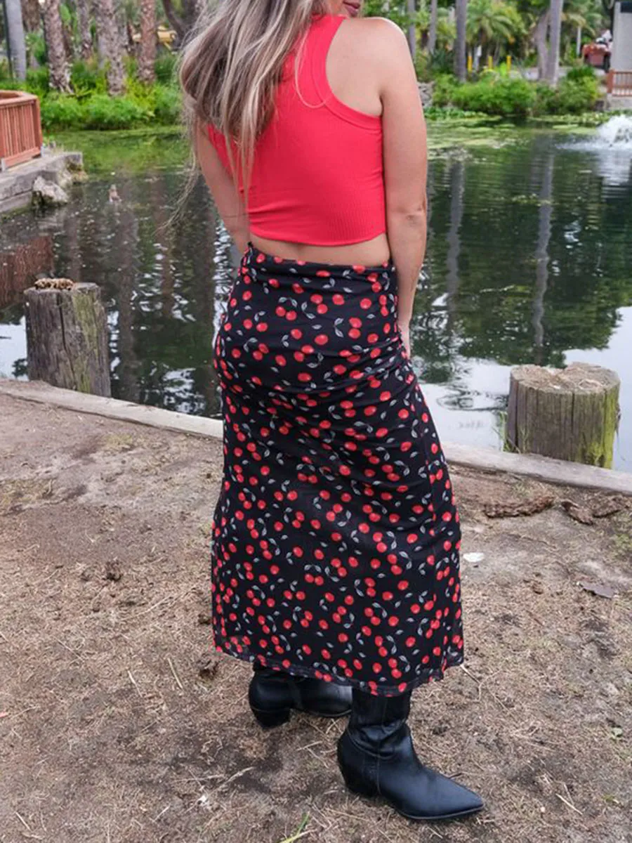 Cherry On Maxi Skirt