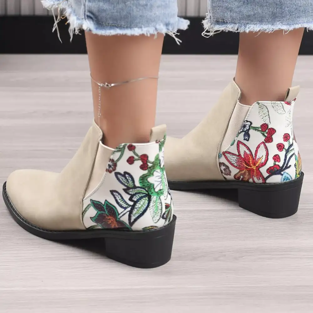 Pointed Toe Block Heel Ankle Boots