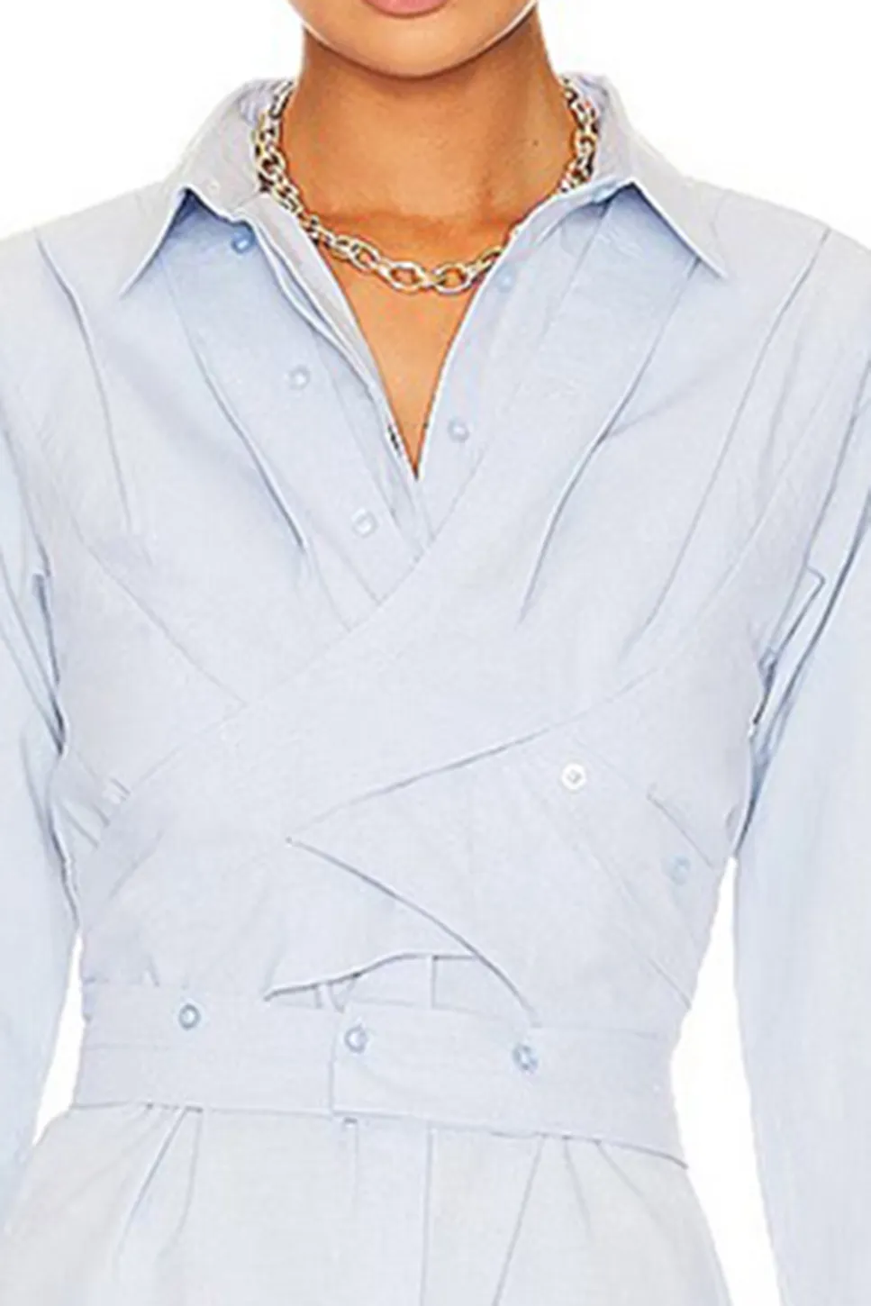 Wrap Shirt Dress-Blue