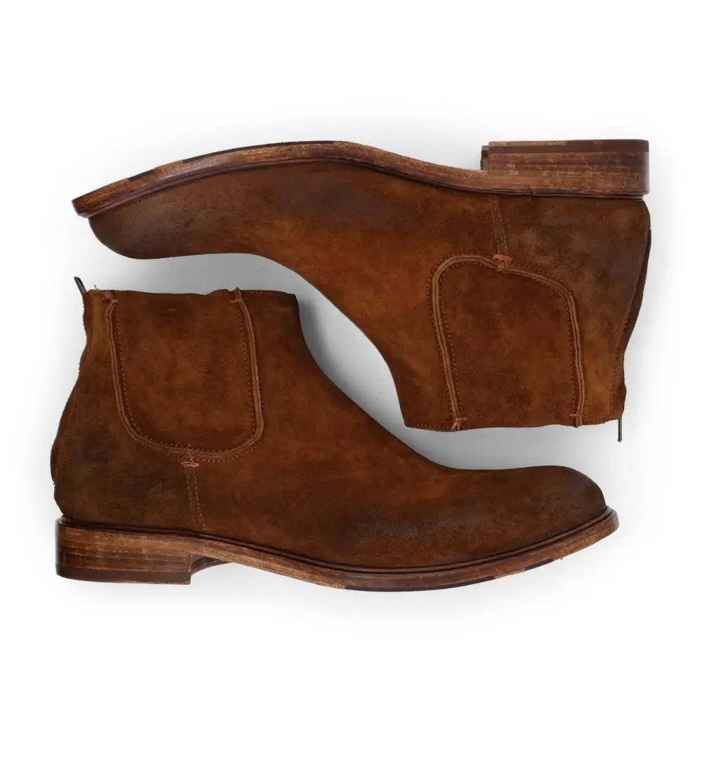 Back Zip Suede Heritage Ankle Boots