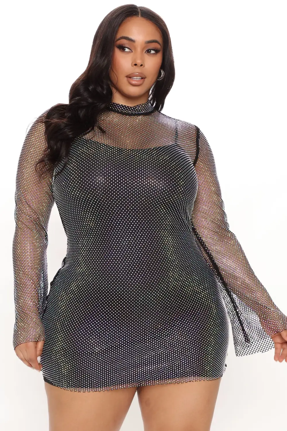 Rhinestone Affair Mini Dress - Black