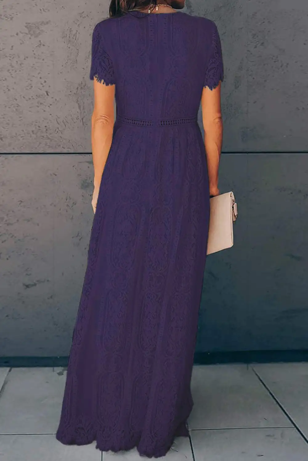 V-Neck Lace Maxi Dress