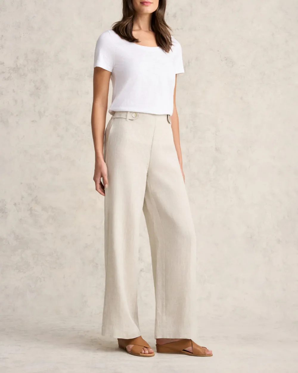 Full Length Waist Tab Linen Pant