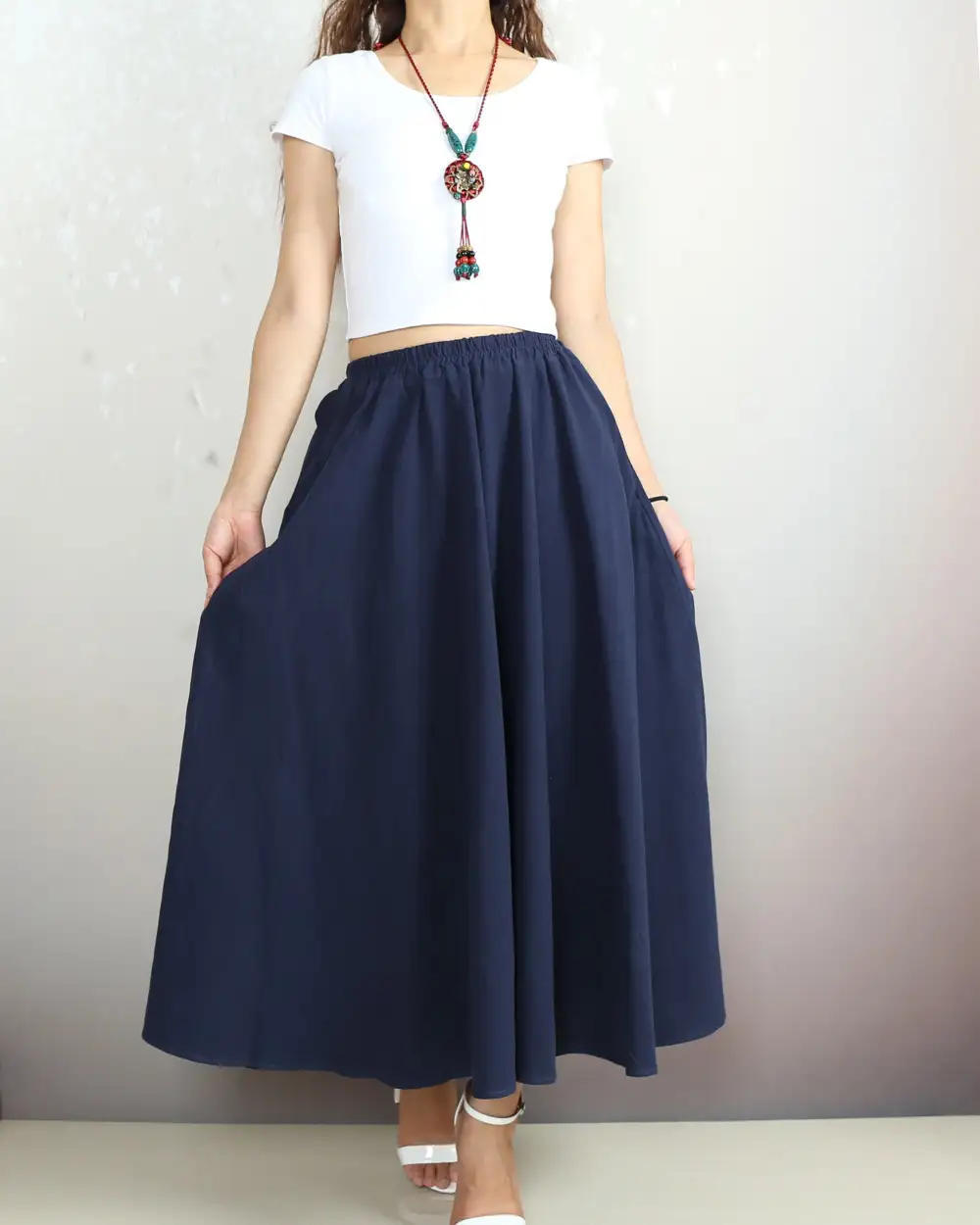 Boho Linen Flared Skirt