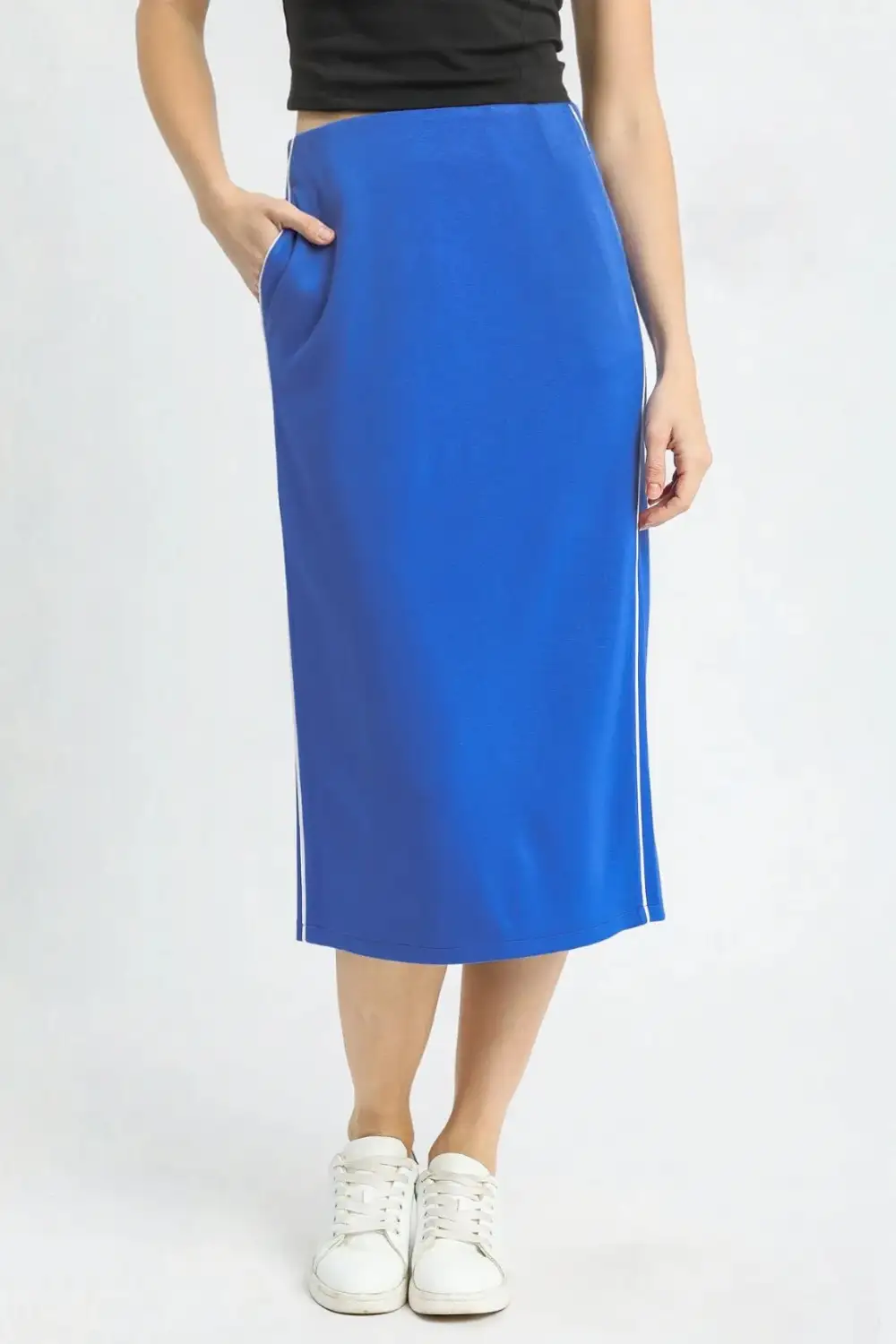 Pencil Contrast Midi Skirt