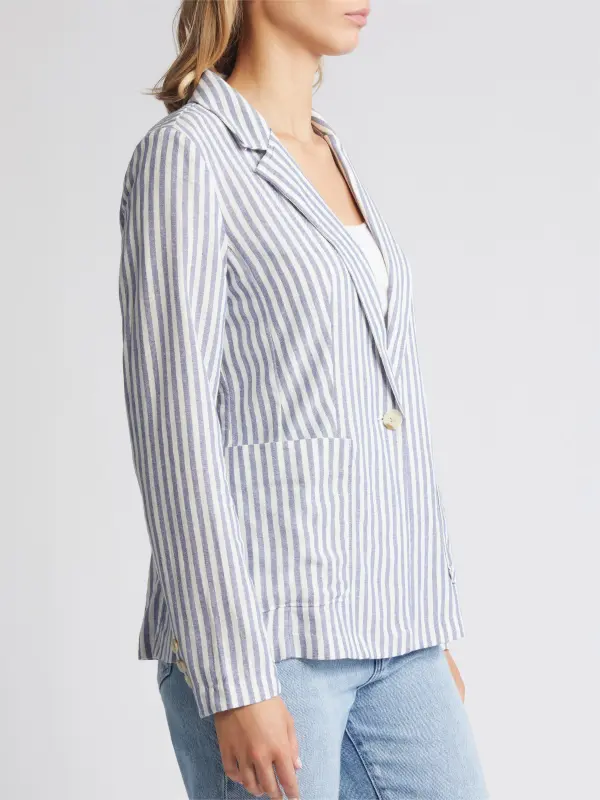 Stripe Linen Blend Blazer