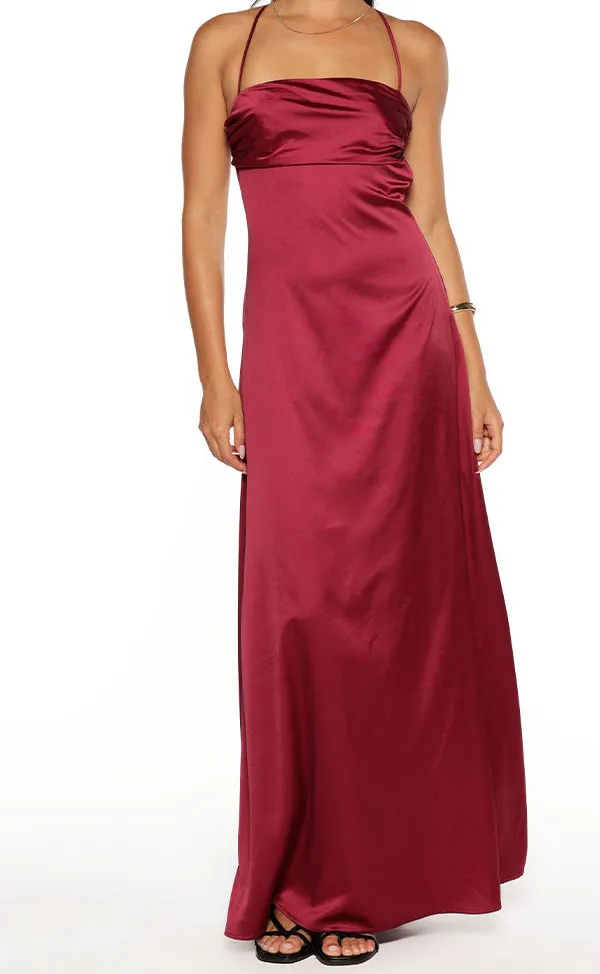 Modern Satin Backless Maxi Dress