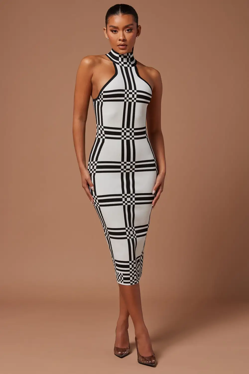 Donna Knit Midi Dress - White/Black