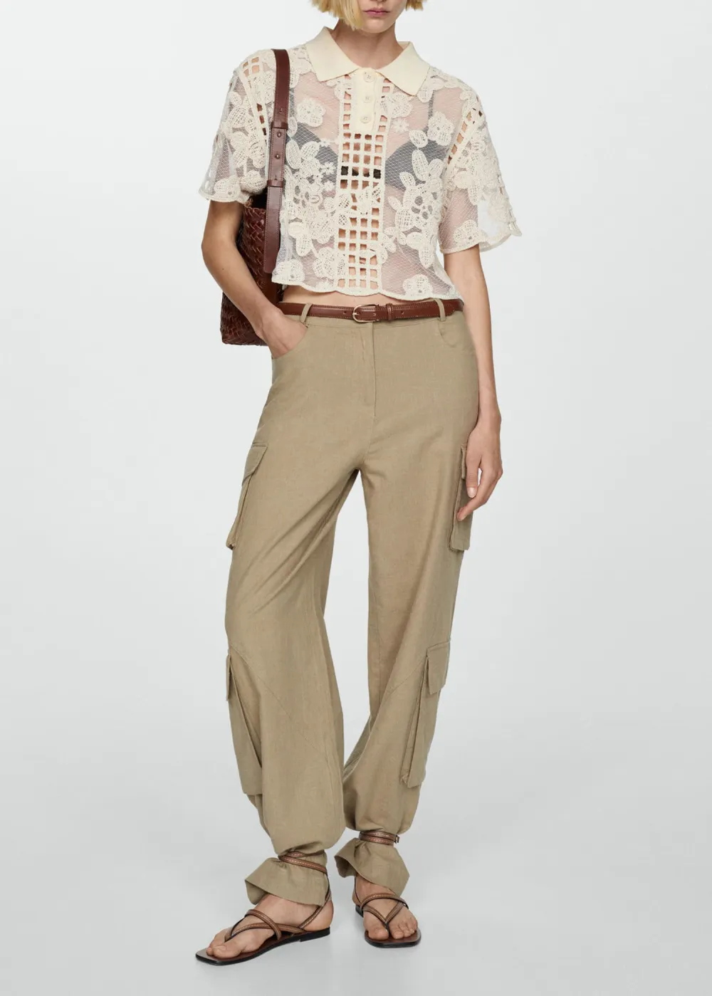 Embroidered blouse with openwork details