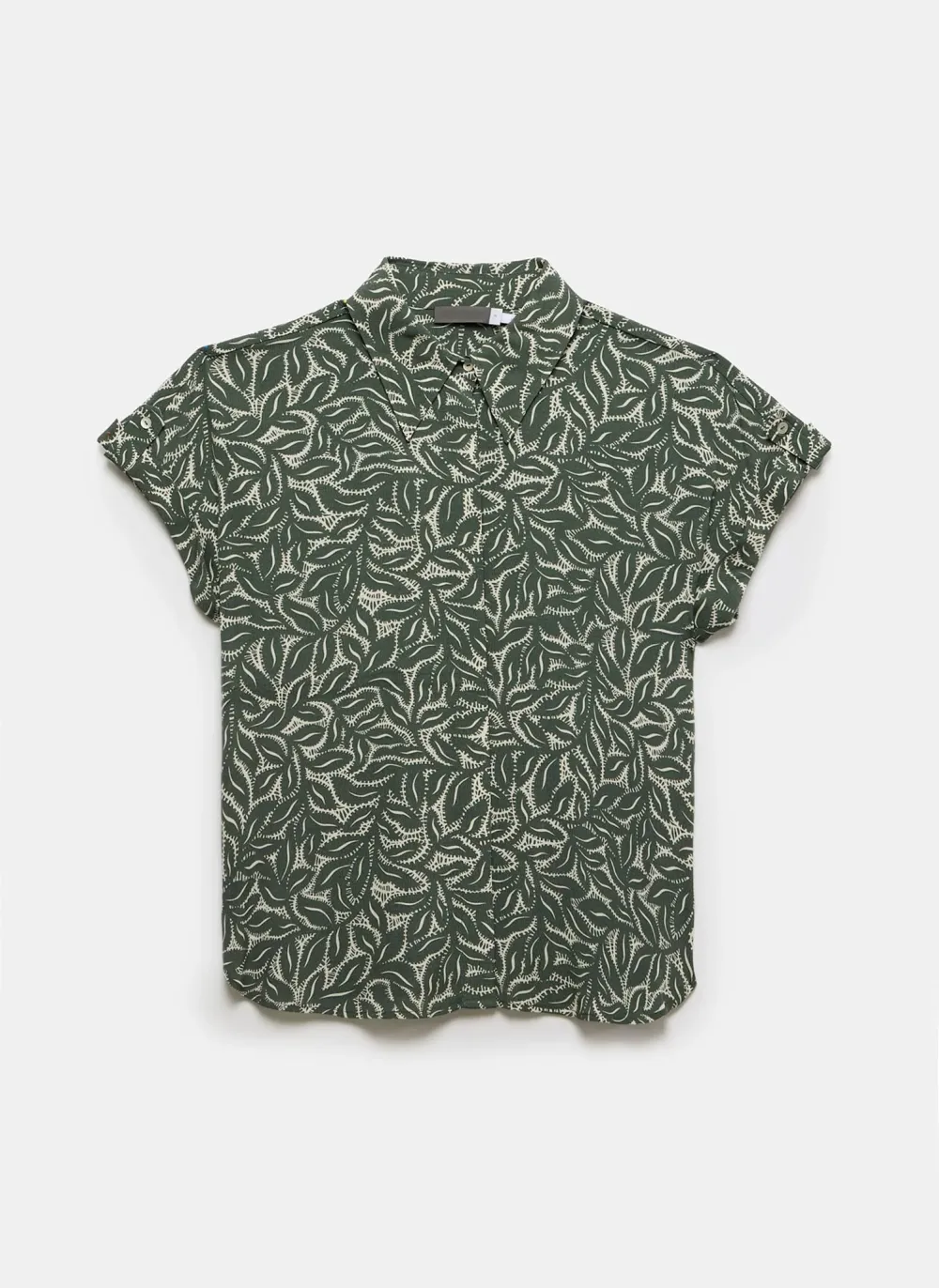 Casual Style Green Leaf Print Shirt