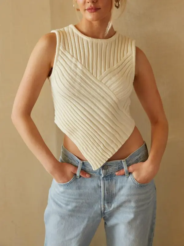 Sleeveless Knit Sweater Tank Top