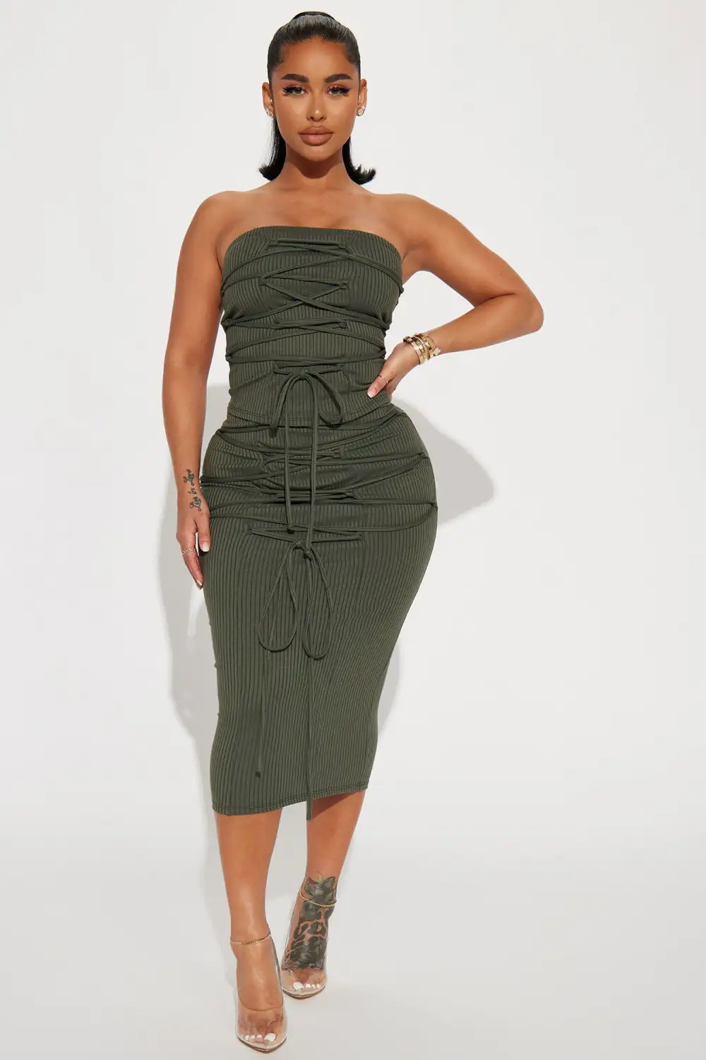 Mayra Midi Skirt Set  - Olive