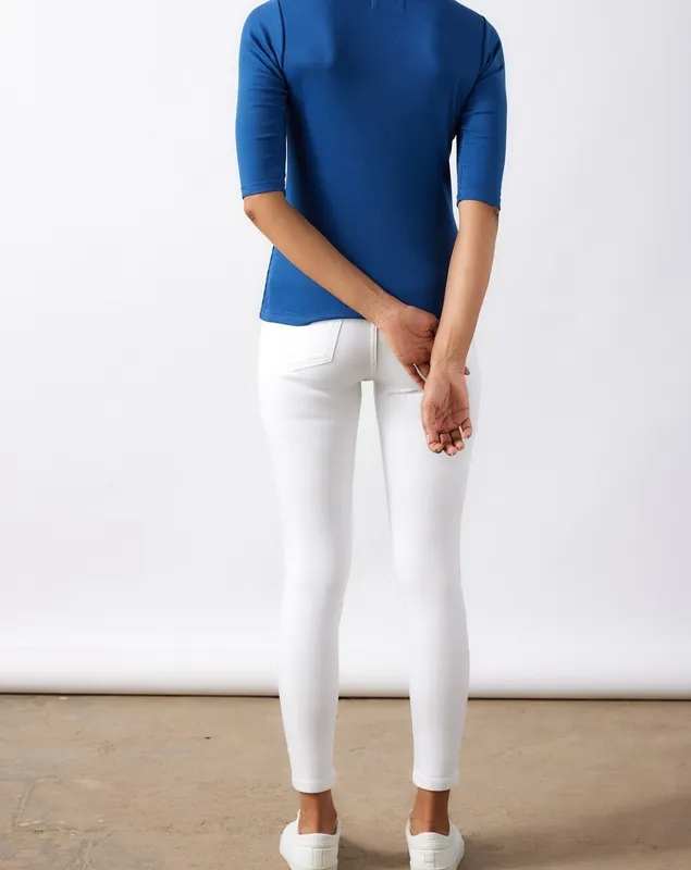 Cobalt Blue Ribbed V-Neck Tee