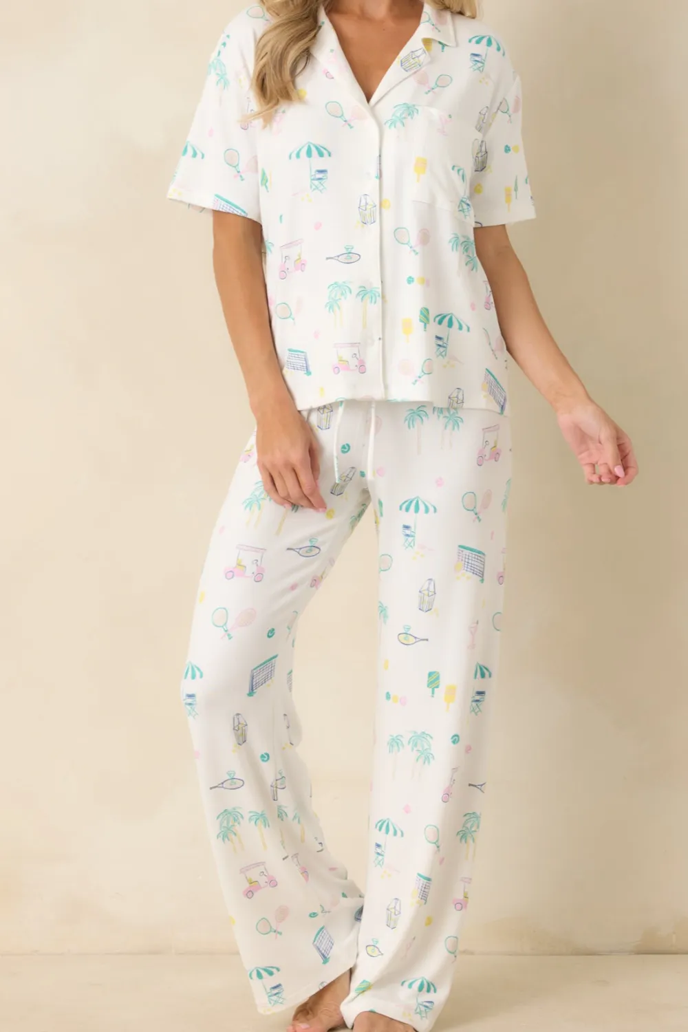 Multicolor Sports Print Pajama Pants