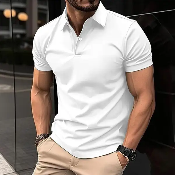 Casual Short Sleeve Collared Knit Shirt