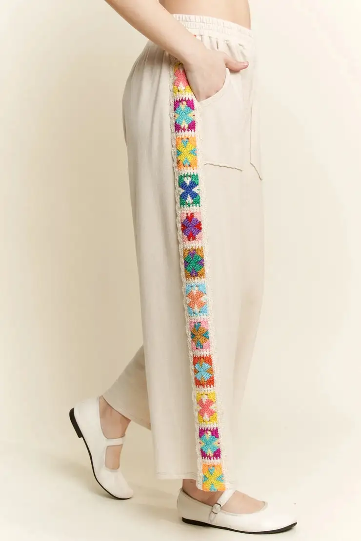 Roomy Cotton Blend Easy Waist Casual Pants