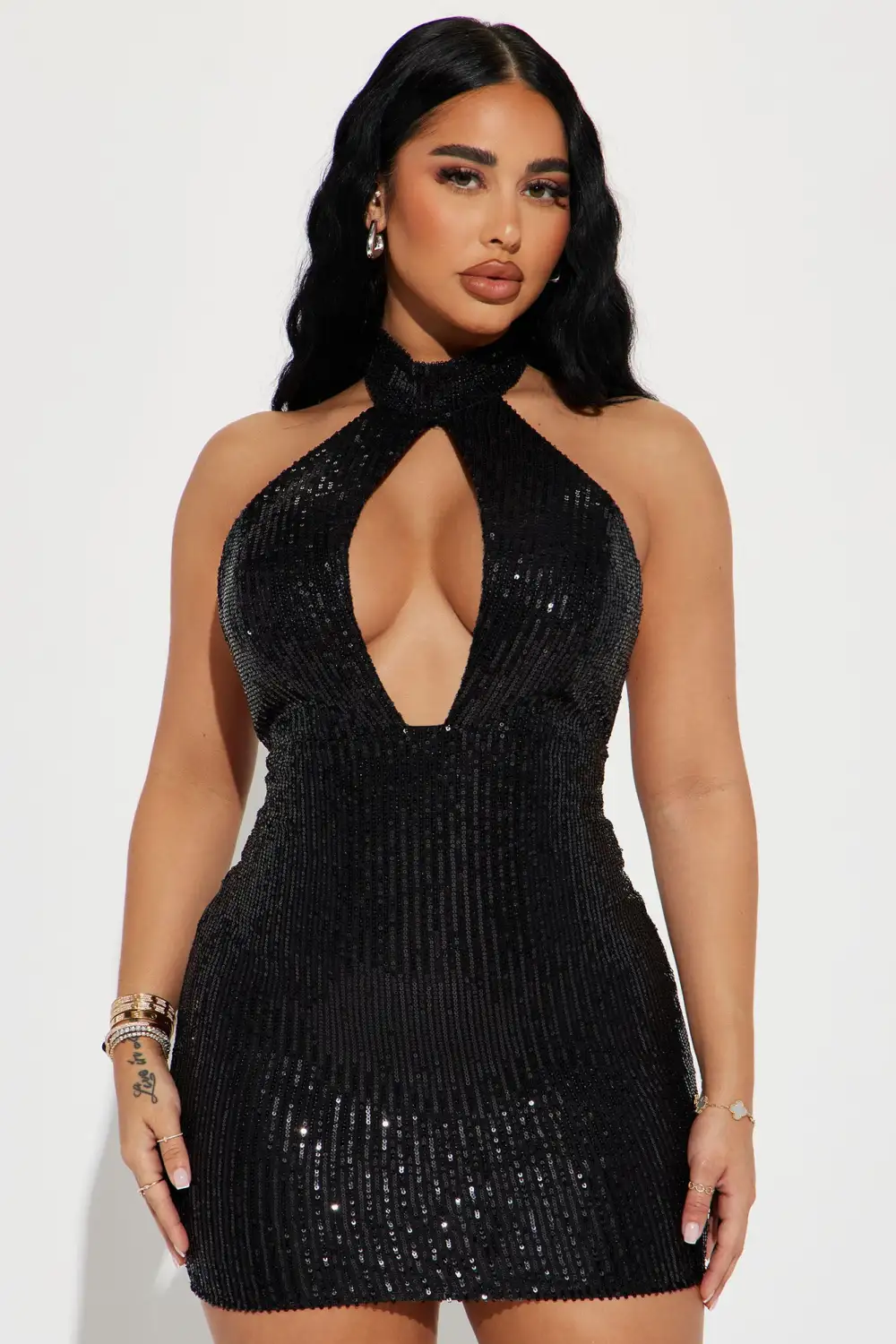 Avalon Sequin Micro Mini Dress - Black