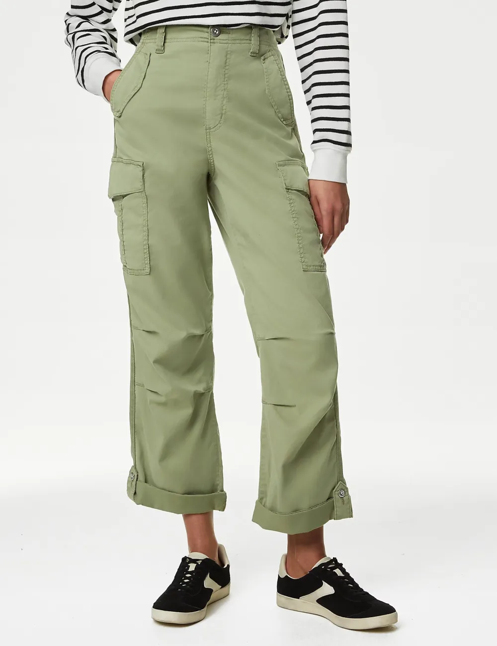 Rich Cargo Tea Dyed Cropped Trousers