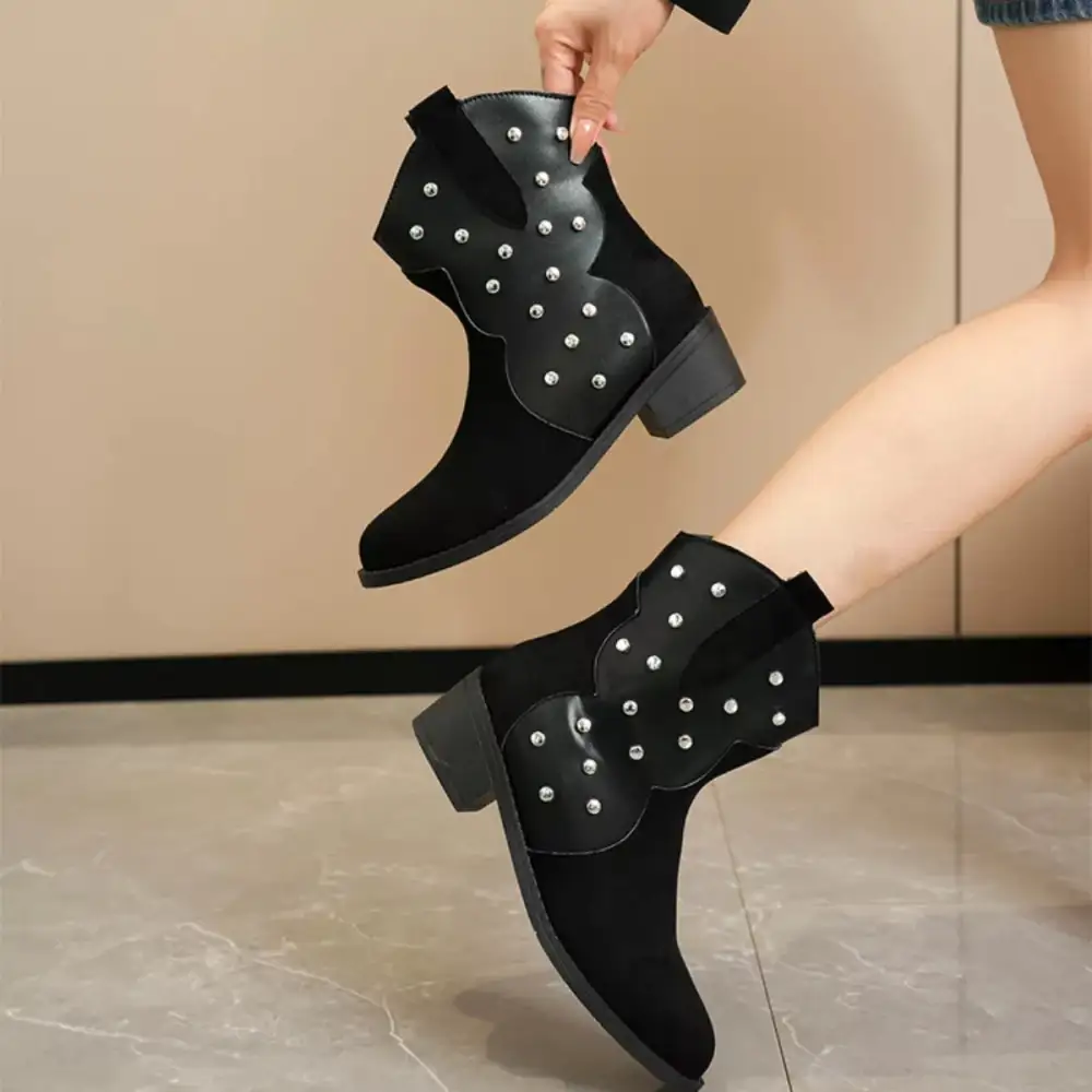 Studded Western Ankle Boots